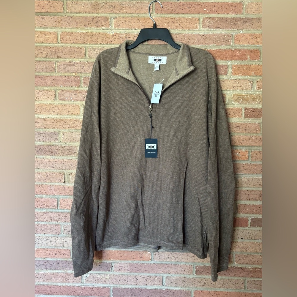 New Men’s Joseph Abboud Reversible Pullover Size XL Brown, 100% Cotton